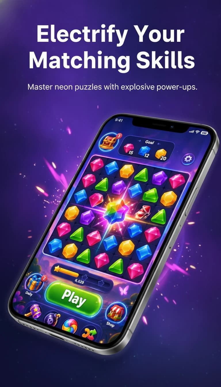 Game app store-ready screenshot made with WhixFrame